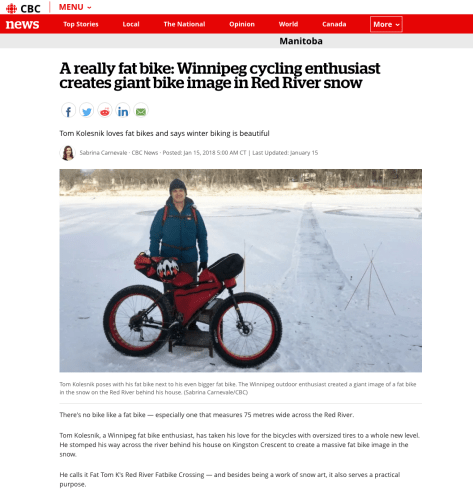 CBC 15 Jan 18 Report - Really Big Fatbike on the River Pic 1