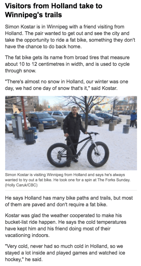 CBC News Report 7 Jan 18 - Dutch Riders Pic 2