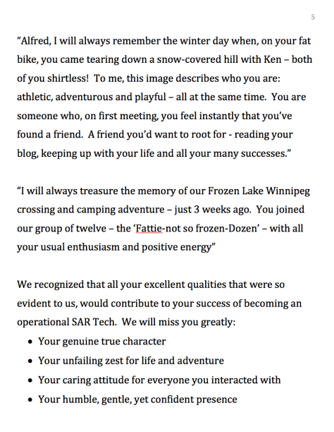 Alfred Barr Memorial Service – Tom Kolesnik Fatbiking Community Tribute - Pg 5