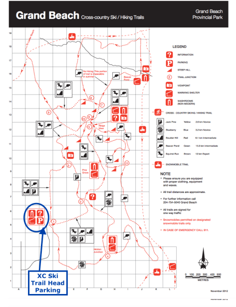 Grand Beach Prov Park Map - XC Ski Trails